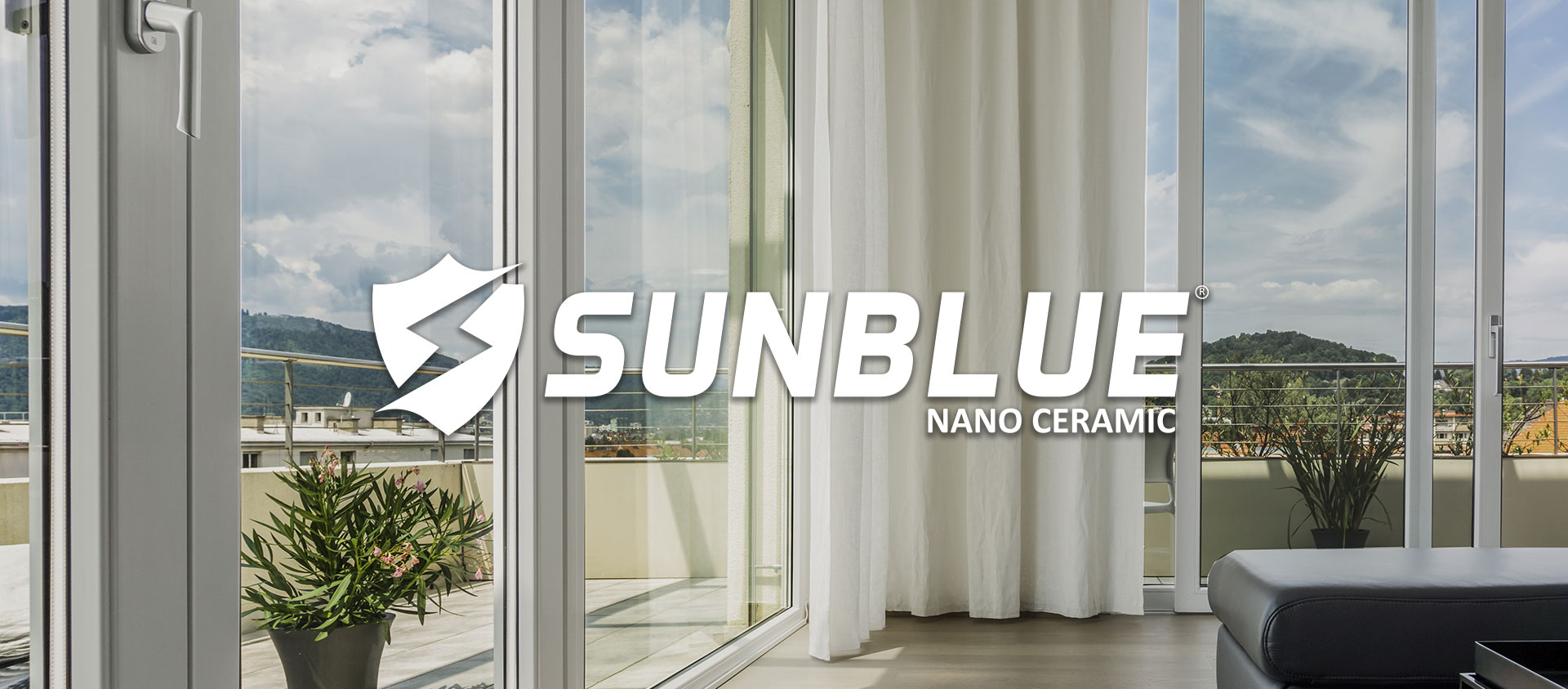 Ambiente arquitetônico com película Sunblue